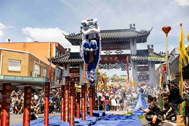 Jing Yee Lion Dance performing at 2025 Cabramatta Lunar New Year.