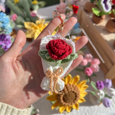 Crochet Studio mini bouquet keychain.
