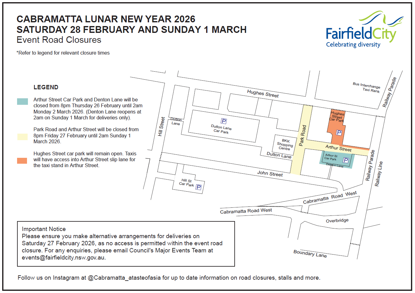 Road closure map of Cabramatta Lunar New Year 2026